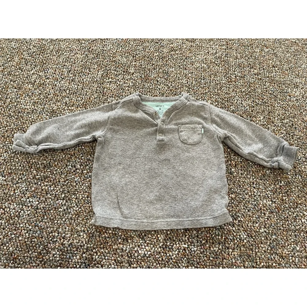 Carter's Boys Gray Long-Sleeved Pocket Top 3-6M